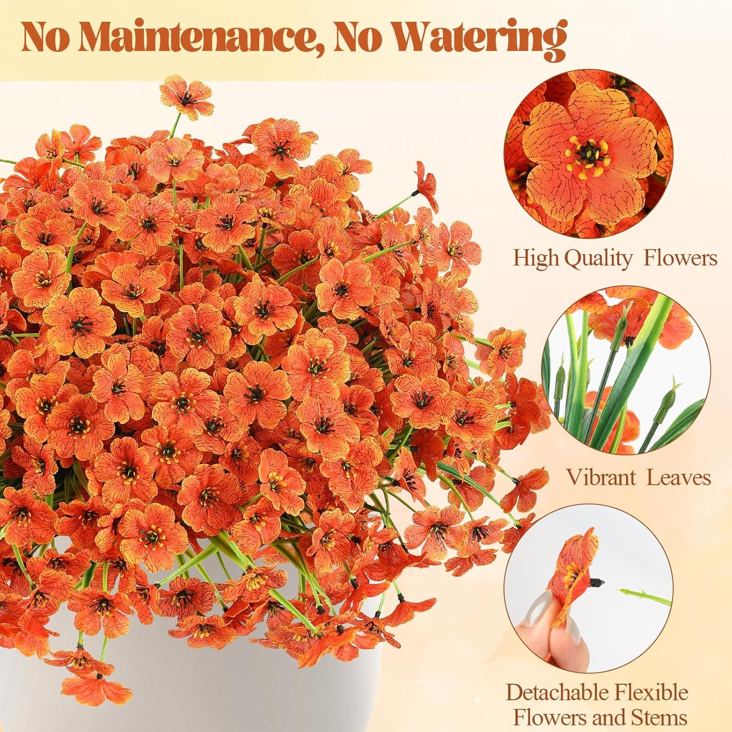 Lot De 6 Bouquets De Fleurs Artificielles De Gloire Du Matin Resistantes Aux Uv Pour Jardin Halloween Thanksgiving Fleurs Artificielles 97042595