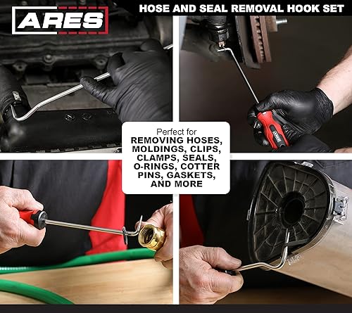 Miniatura 5 de ARES 10038 - Juego de 5 piezas de extracción de manguera y sellado, incluye púa de sello de 90 grados y removedores de manguera de desplazamiento