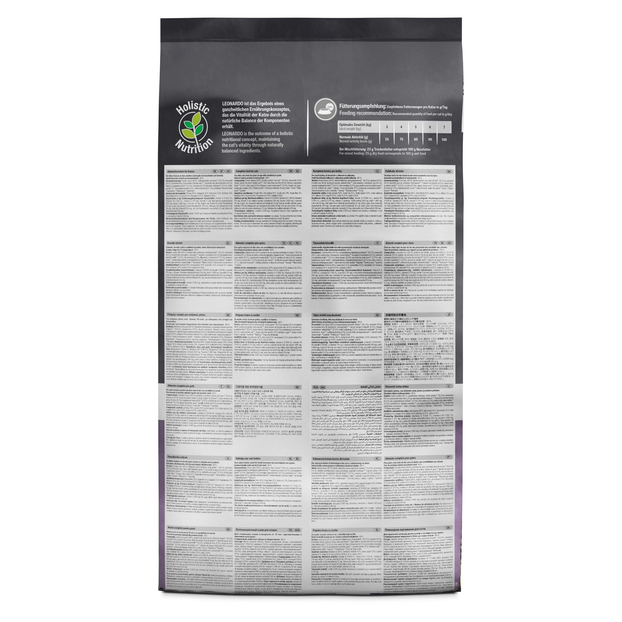 Senior GF 7.5kg - Leonardo. Alimento seco para Gatos Adultos Mayores con salmón Fresco. Receta con Amaranto en Lugar de Cereales