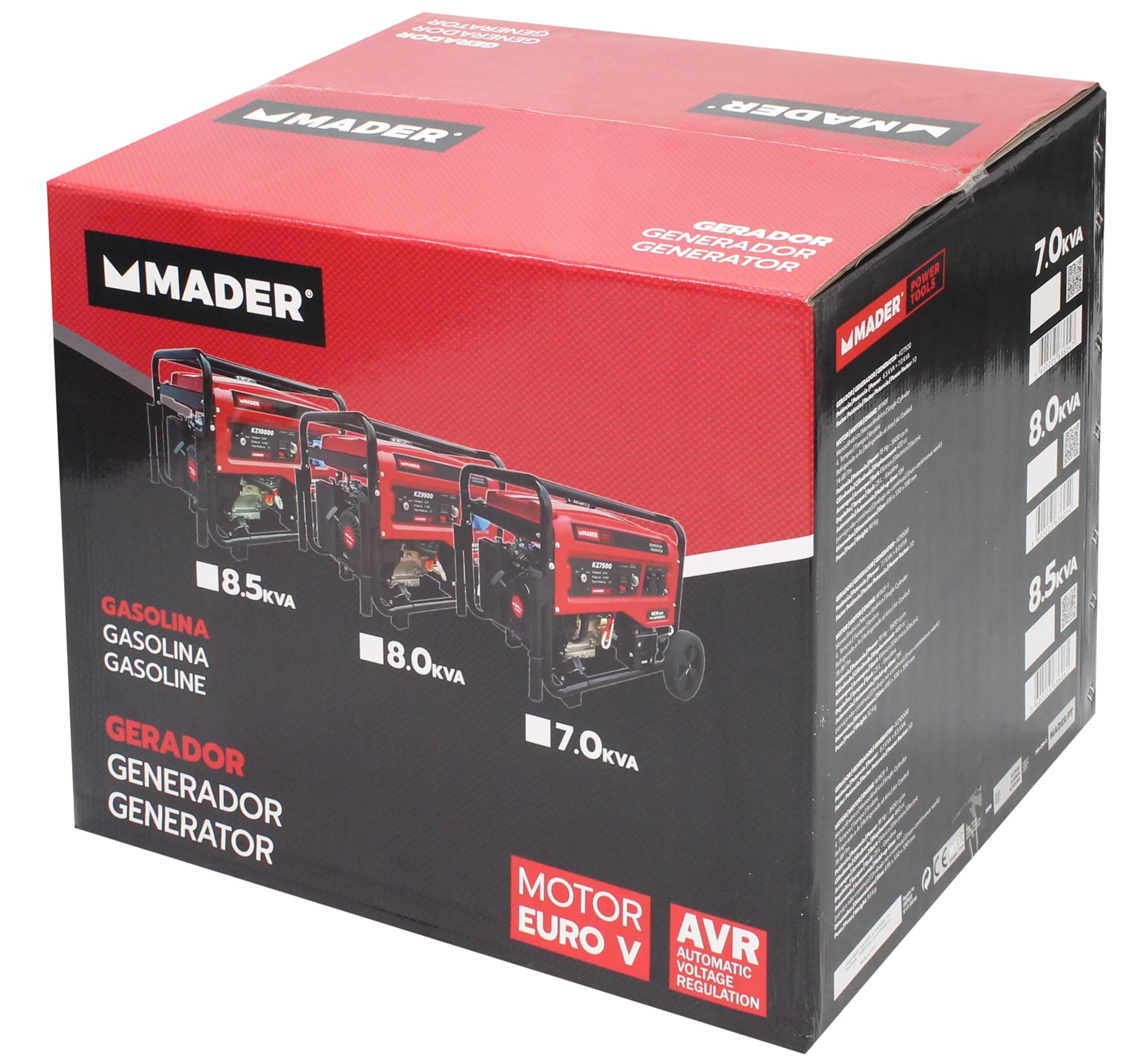 Mader Power Tools 63606 Generador Monofásico con Ruedas, 8.5Kva