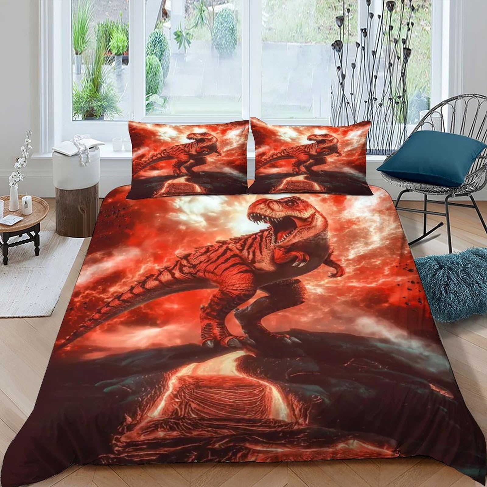 Housse de couette dinosaure pour chambre d'enfant sur le thème sauvage