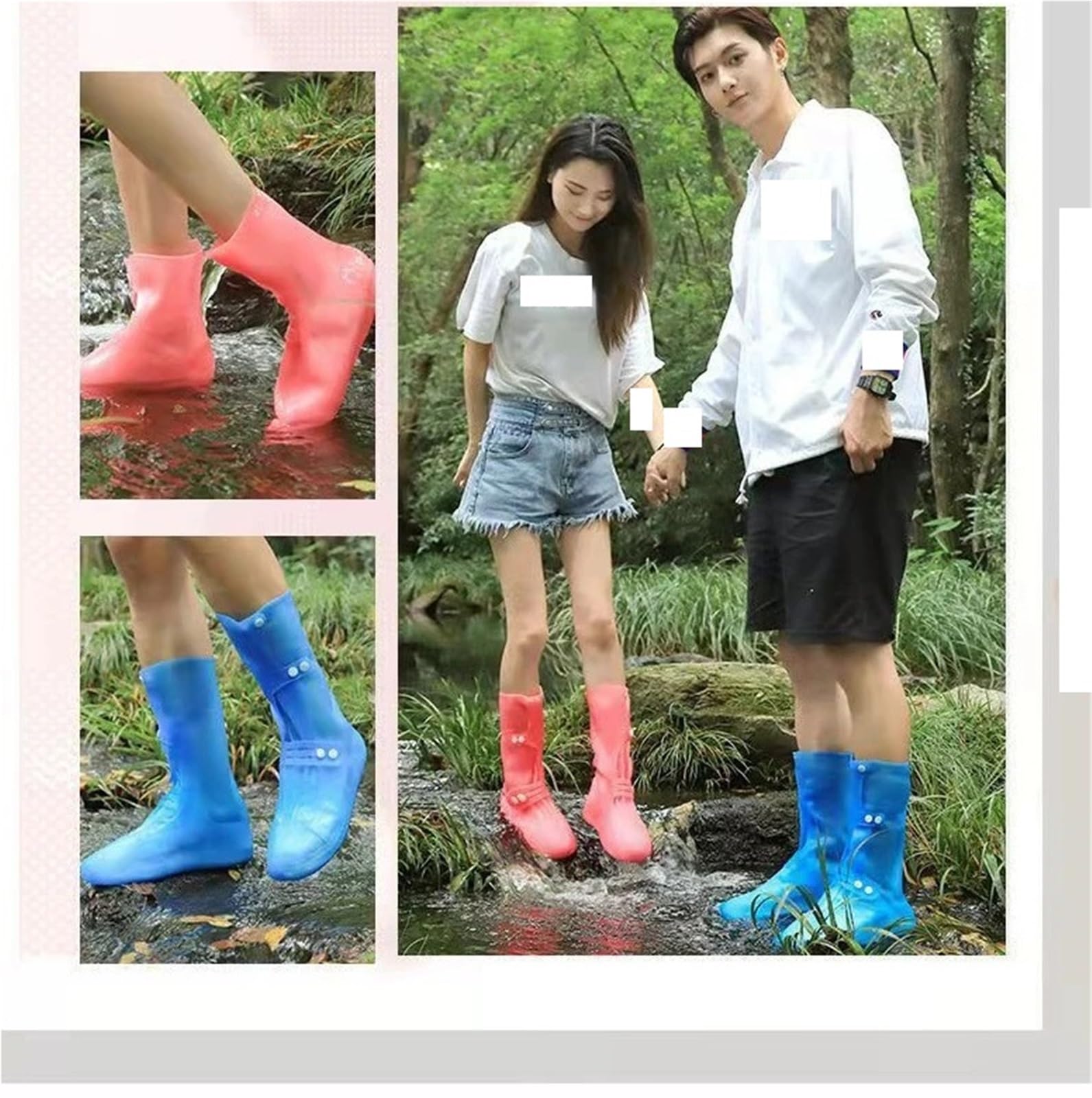 Regen-Schuh-Abdeckung, langes Rohr, wasserdicht, verdickend, rutschfest, verschleißfest, hohes, hohe Oberseite, nasses Outdoor-Silikon, Wasser-Schuh-Abdeckung für Schuhe(L)