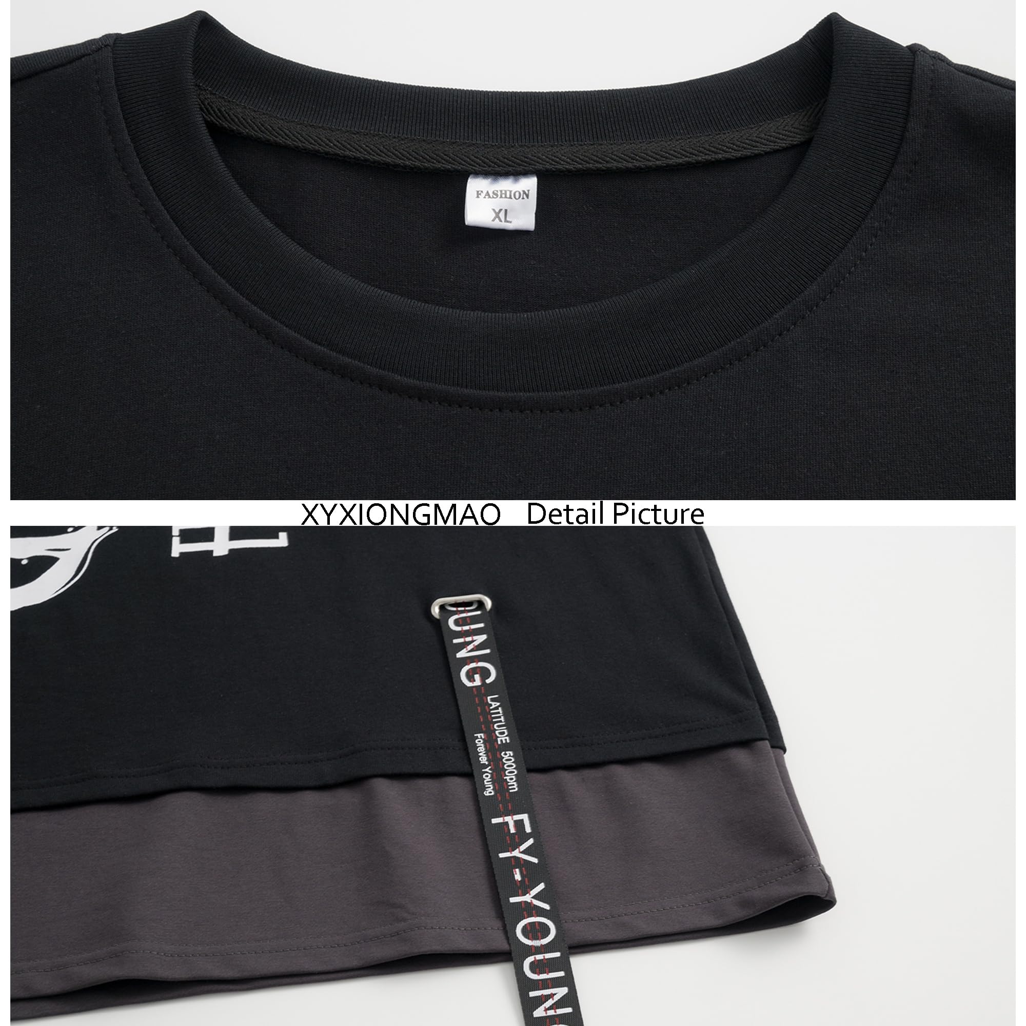 XYXIONGMAO Techwear Shirt Japanische Streetwear Hip Hop Shirts Herren Grafik T Alphabet Design Workwear Gothic Hoodie