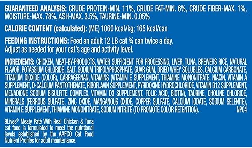 Miniatura 6 de 9Lives Meaty Paté With Real Chicken & Tuna Wet Cat Food, 5.5 Ounce Can (Pack of 24)