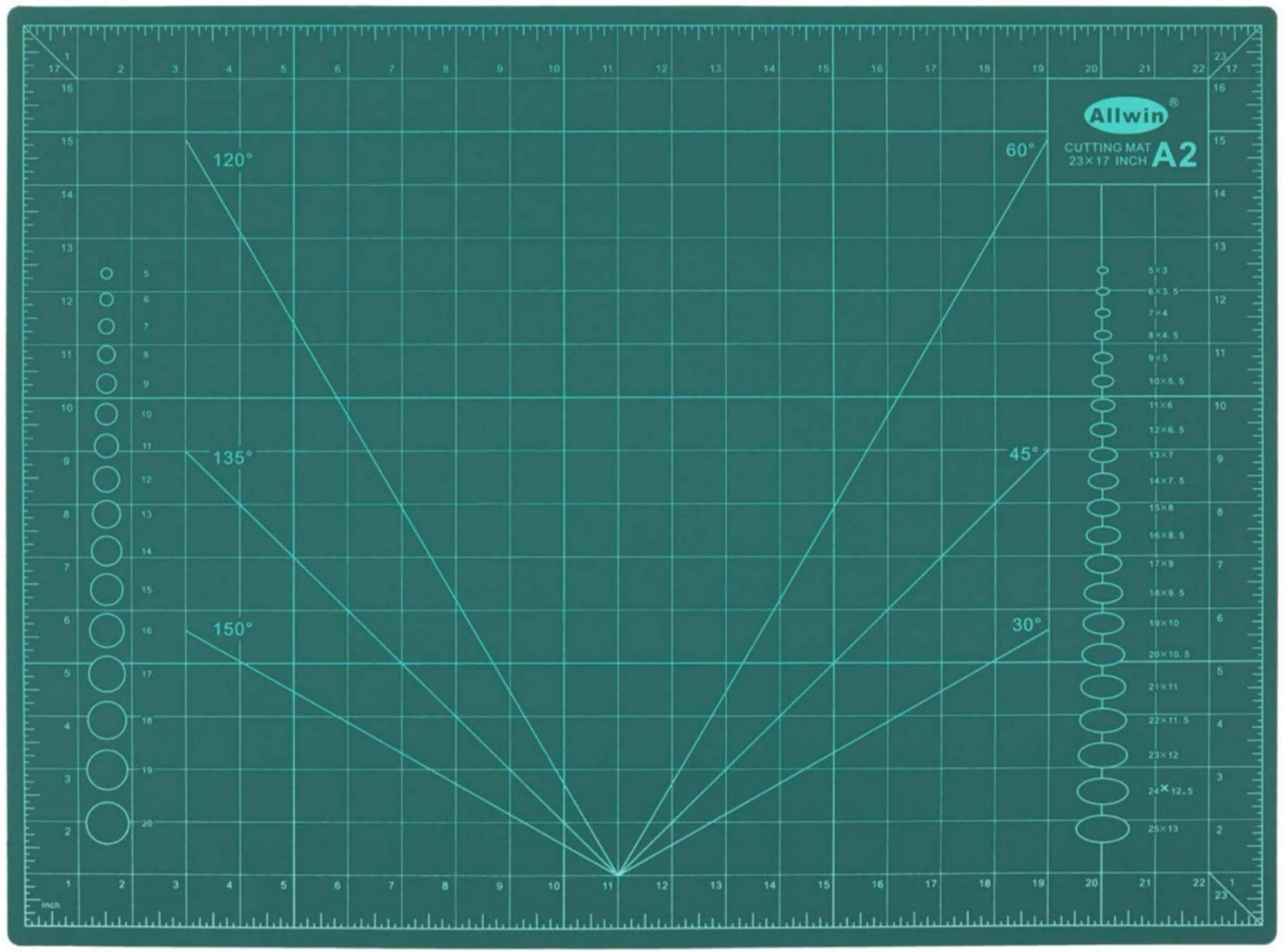 ALLWIN JD9 A2 Self-Healing 5 Layers Double Sided Durable Non-Slip PVC Professional Cutting Mat (23 x 17 Inch/59 x 44 cm, Green) - Polyvinyl Chloride