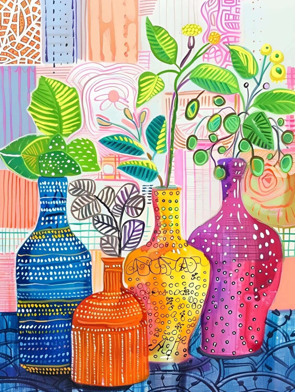Rqwybcaxn Bead Cross Stitch Kits Cartoon Vase 40x50cm