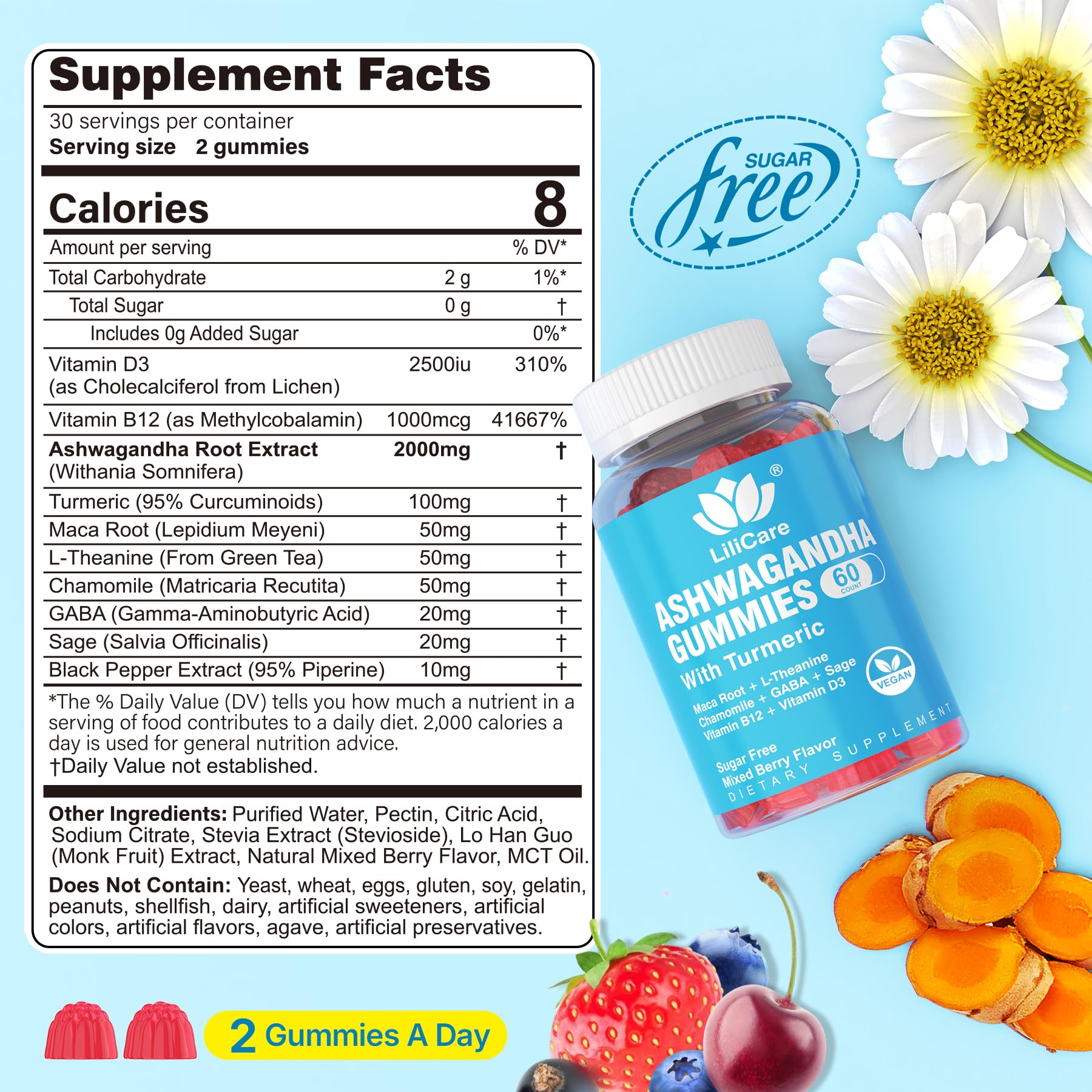Ashwagandha Gummies Supplements 2000mg for Women Men - Vegan, Sugar Free — Amazon image 2