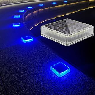 Lacasa 4x Luces Solares Piso Exterior Terraza, 40LM Azul LED Luz Solar Exterior Suelo Jardín, Luz Toda la Noche, IP68 Impermeable, Lampara Solar para Caminos Entrada Escalones Balcones