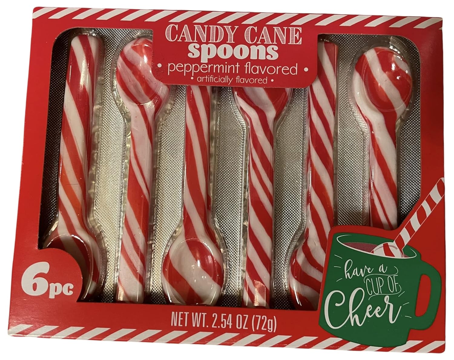HILCO Peppermint flavored Candy Cane Spoons 2.54oz ok of 6