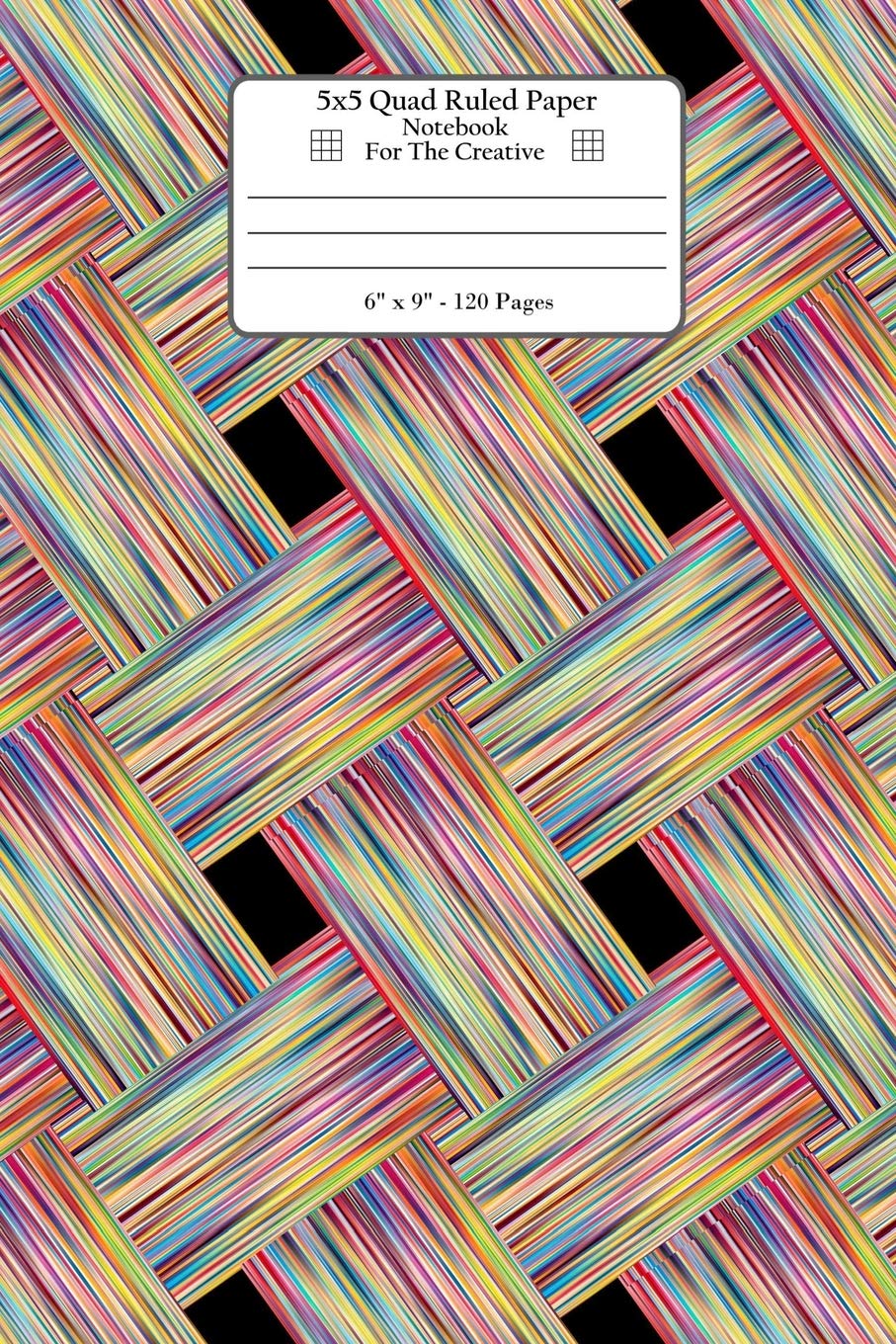 5x5 Quad Ruled Paper Notebook For The Creative: Quad Ruled Squared Graph Paper For Any Design Project. Multicolor Abstract Lines Stripes 3D Effect Design Pattern Cover.