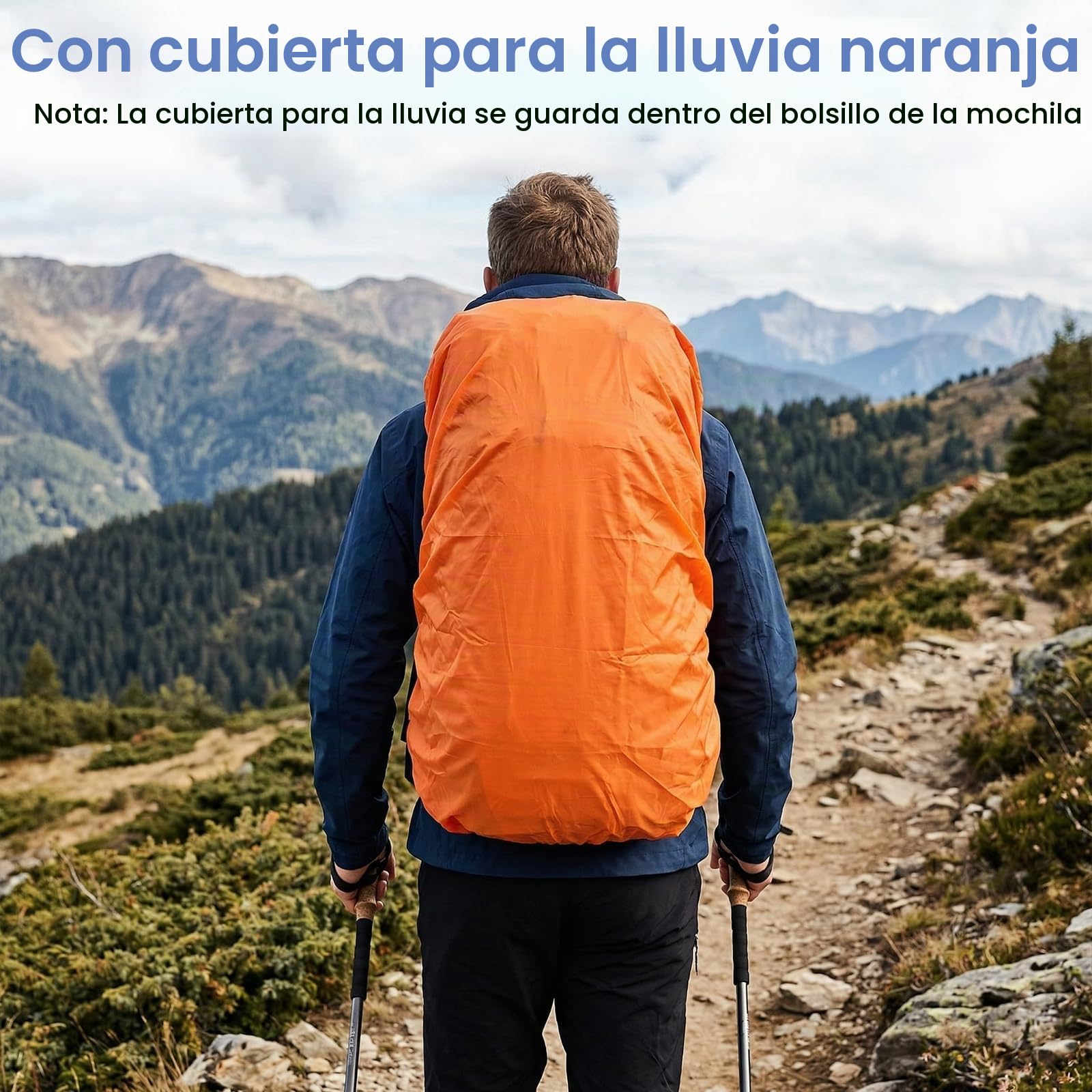 70L Mochila de Senderismo con Cubierta para Lluvia, Paquete de Viaje y Camping para Deporte al Aire Libre, Escalada, Excursionismo y Senderismo, Equipaje de Mochilero para Hombres y Mujeres (Azul)