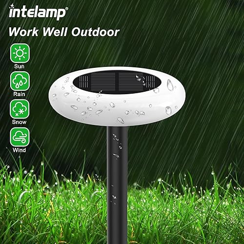 Miniatura 6 de intelamp Luces solares para caminos al aire libre, paquete de 6 unidades de 9 colores cambiantes con control remoto, funciona con energía solar del