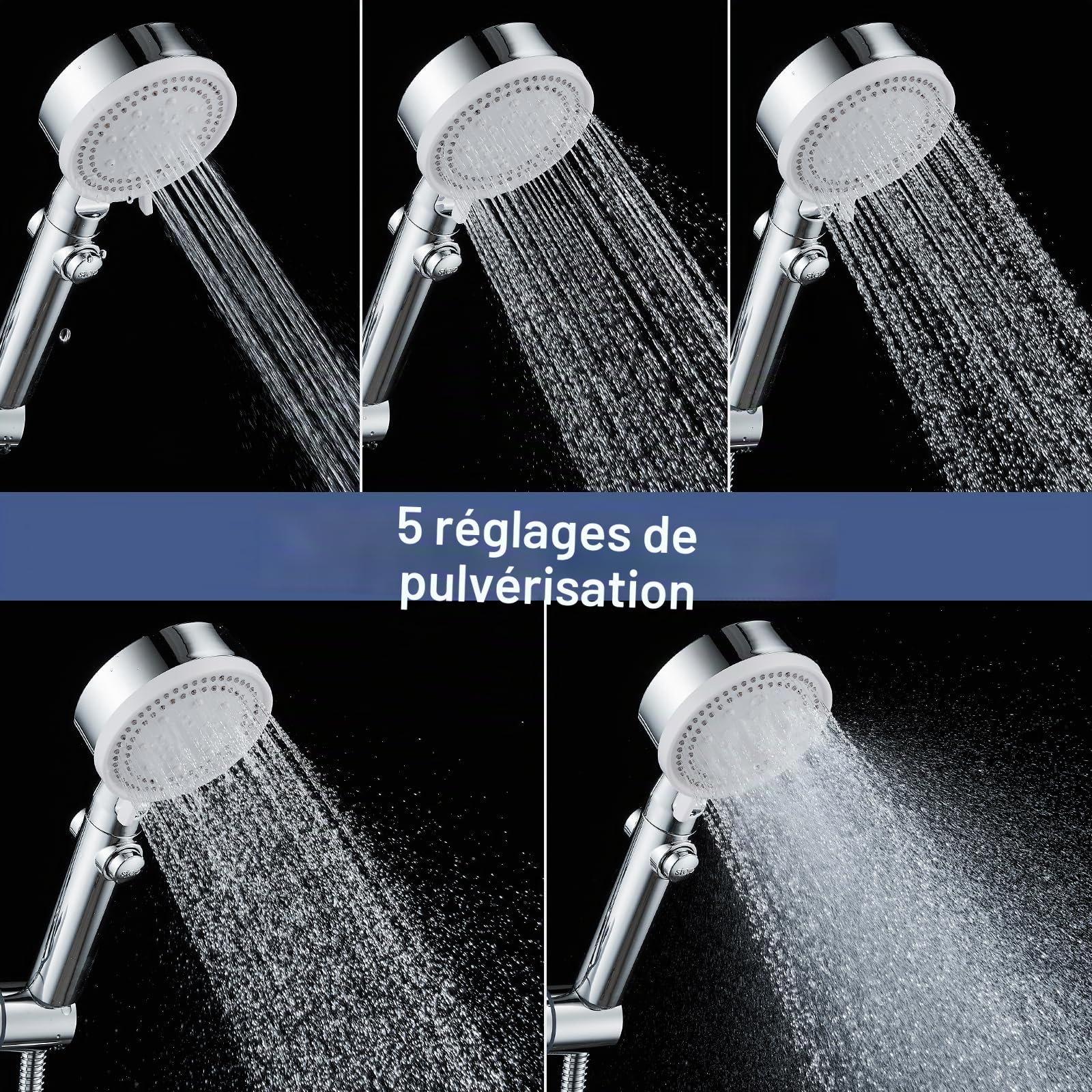 Ensemble de Douche avec Mitigeur Thermostatique avec Barre 635mm en Laiton | Système de Douche Thermostatique avec Mitigeur,Réglable Barre,Douchette à Main 5 Jets, Flexible Tuyau 1.5M, G 1/2", Chromé