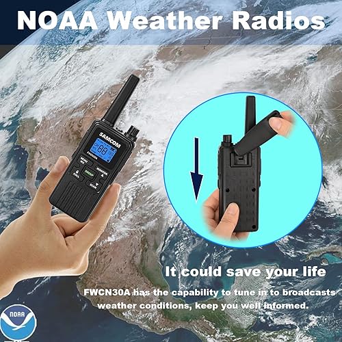 Miniatura 4 de SAMCOM Paquete de 4 radios bidireccionales de largo alcance recargables Walkie-Talkies para adultos 1250mAh, radios de 2 vías Walkie Talkies con