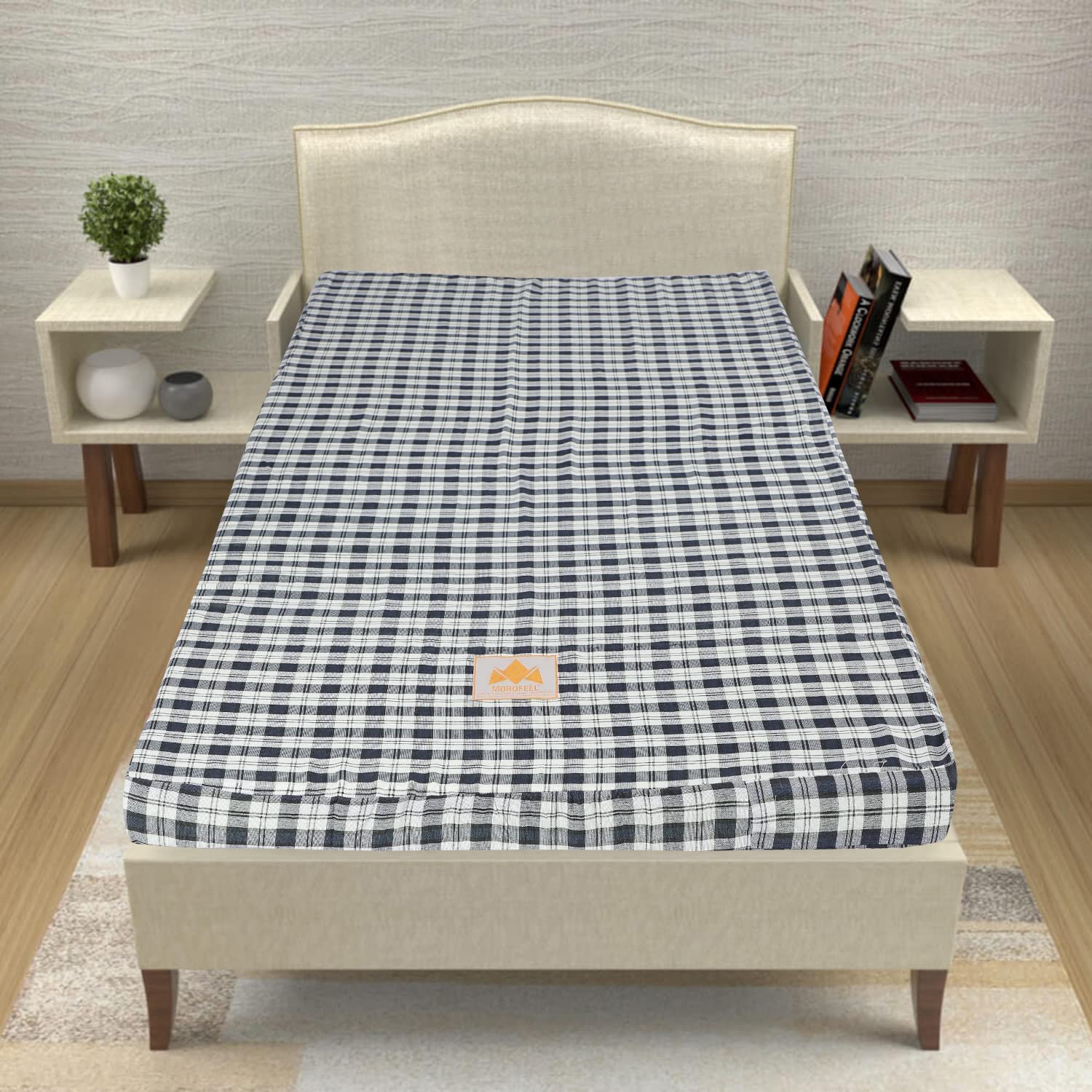 MOROFEEL 3 inch Pu Foam Mattress Navy Blue Color (Size 72X35X3 Inch)