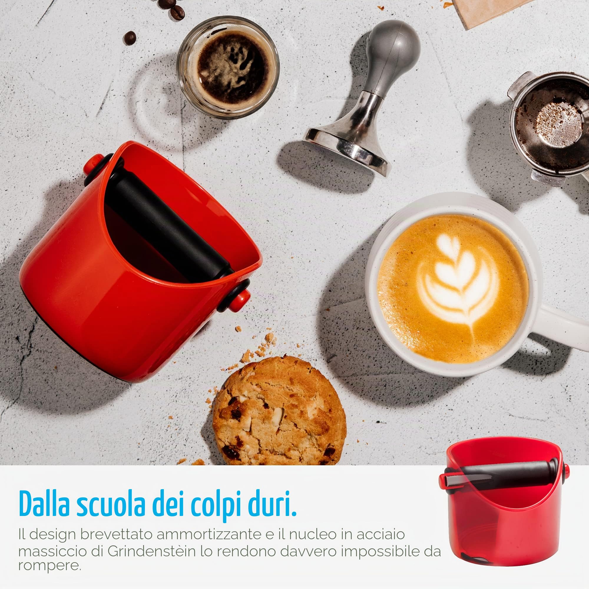 Dreamfarm Grindenstèin Robusto, Compatto, Moderno Salvaspazio Espresso Coffee Grind Knock Box - Nero