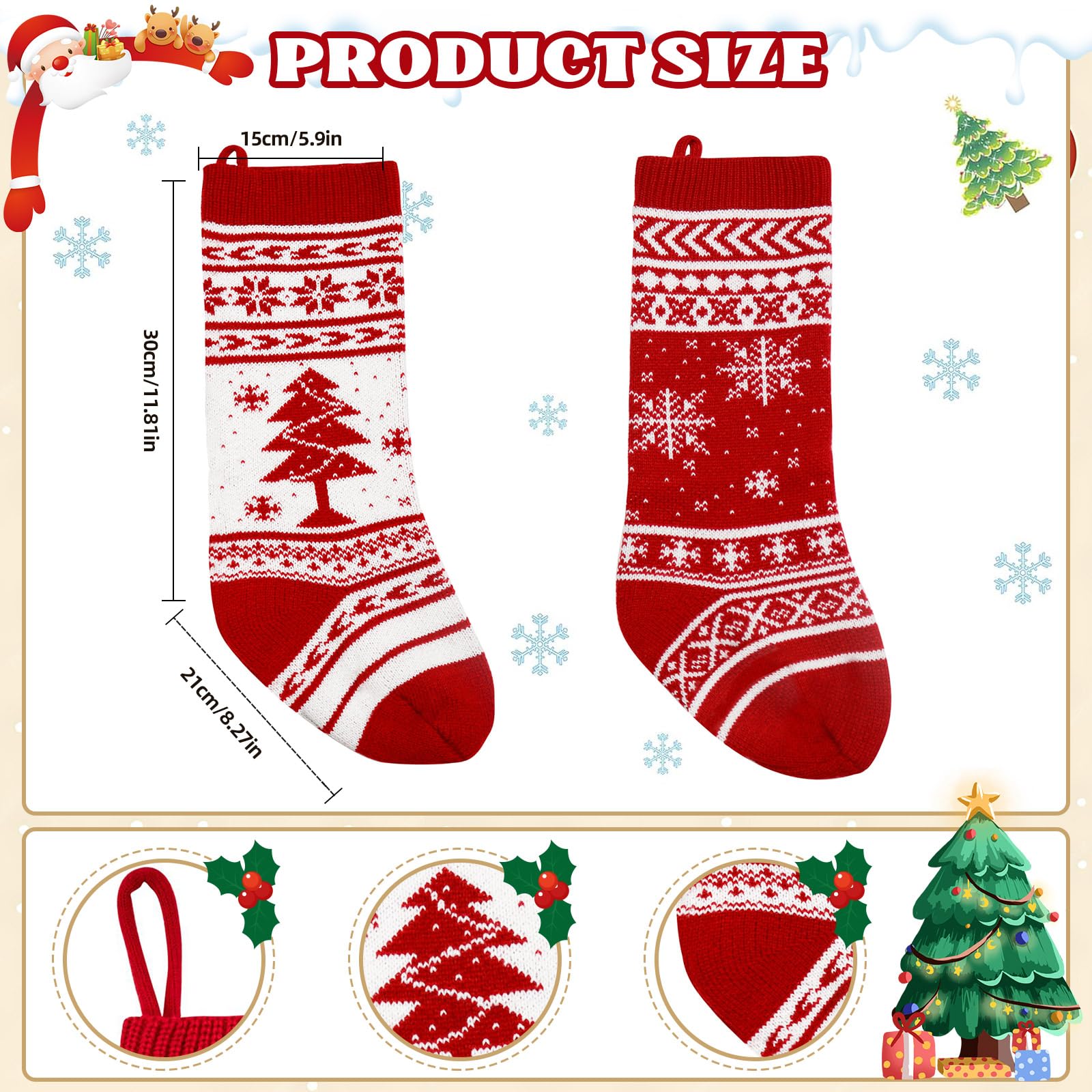 Chaussette De Noel A Suspendre Personnalisé Lot De 2, Grande Rouge Chaussettes De Noël à Remplir Pour Adulte Enfant, Gnome Sac Cadeau Saint Nicolas