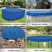Vista 6 de Windscreen4less Cubierta de seguridad redonda de invierno para piscina de 14 pies con cable de alambre a lo largo de los bordes, cabrestante