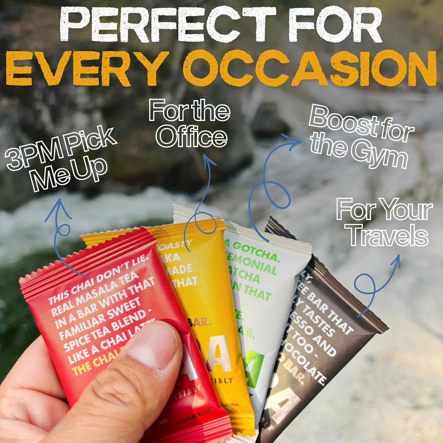 COBA Caffeinated Coffee Chocolate [1 Bar = 1 Cup of Matcha] - Energy Boost, Portable, All Natural Caffeine for Gym, Travel, Daily Use - Gluten Free, Non GMO (20 Pack, Matcha)