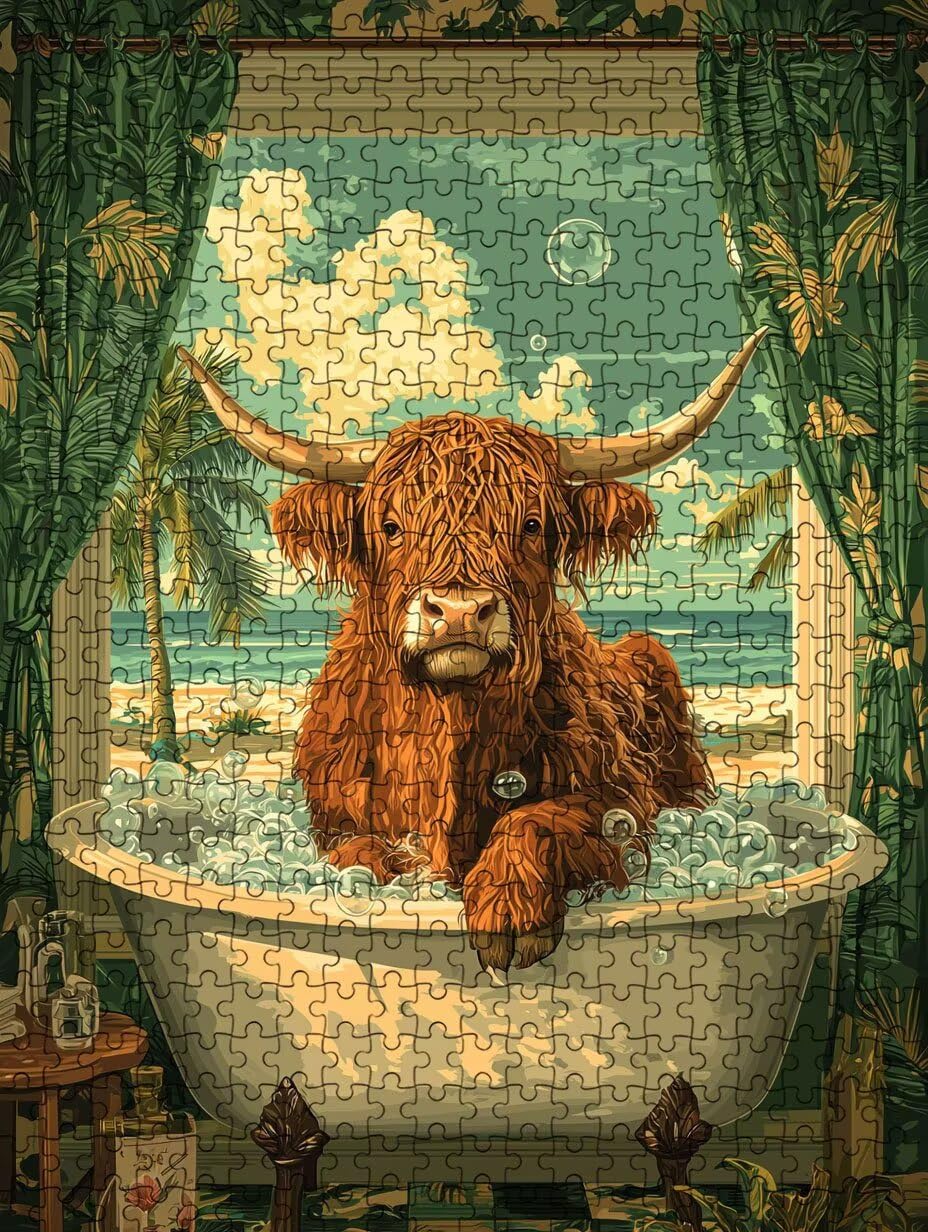 Puzzle 5000 Pezzi, Bagno Bovino 3D Puzzle per Adulti Impegnativo, Educa Puzzles Artistico, Divertente E Stimolante Puzzles Decorativo per La Famiglia, Regalo e Decorazione Pareti DX0YL6-738