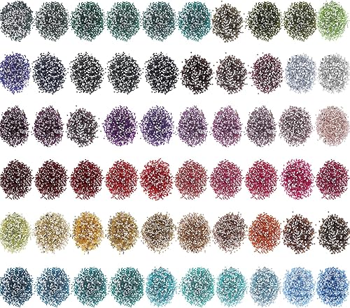 60000 Piezas 60 Colores Cuentas de Diamantes de Imitación para Pintura de Diamantes Cuentas Redondas de Resina de Fondo Plano Diamantes de Arte de