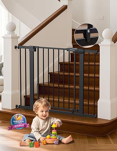 Babelio Puerta magnética para bebés de 29 a 43 pulgadas para escaleras, puertas, casa, cocina, puerta para mascotas de 30 pulgadas de alto con