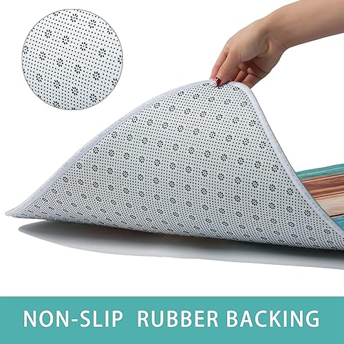 Miniatura 4 de Alfombras de baño, alfombra de cocina antideslizante, suave, absorbente, con ancla náutica, franela para baño, cocina y pasillo, 24 x 71 pulgadas,