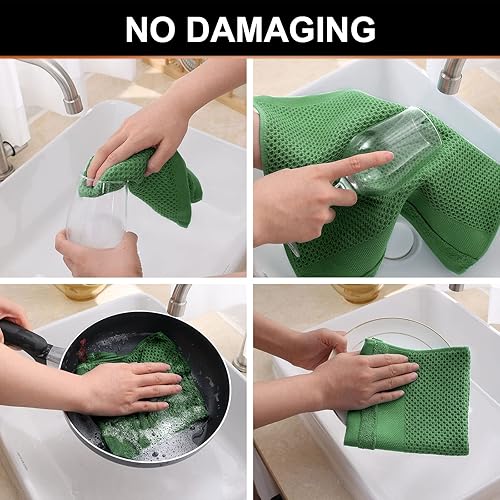 Miniatura 44 de Homaxy Paños de cocina 100% algodón, paquete de 8 – 12 x 12 pulgadas, tejido de gofre, muy suaves y absorbentes, paños de cocina de secado rápido