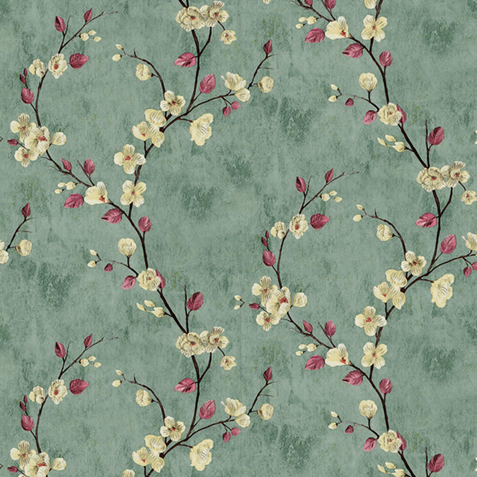 Papier peint floral vert amovible pour rénover une armoire