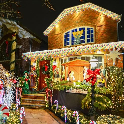 Miniatura 6 de Luces LED de carámbano de 164 pies para exteriores, cadena de carámbanos de Navidad, 8 modos de iluminación, temporizador con control remoto,