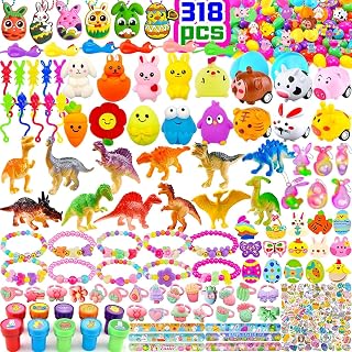 Beser 318 pcs Prefilled Easter Eggs Easter Egg Fillers 100 pack Prefilled Easter egg wtih 218 Toys inside Small Toys for Easter Eggs Filled Easter Basket Stuffers Favors for Kids Toddlers Boys Girls
