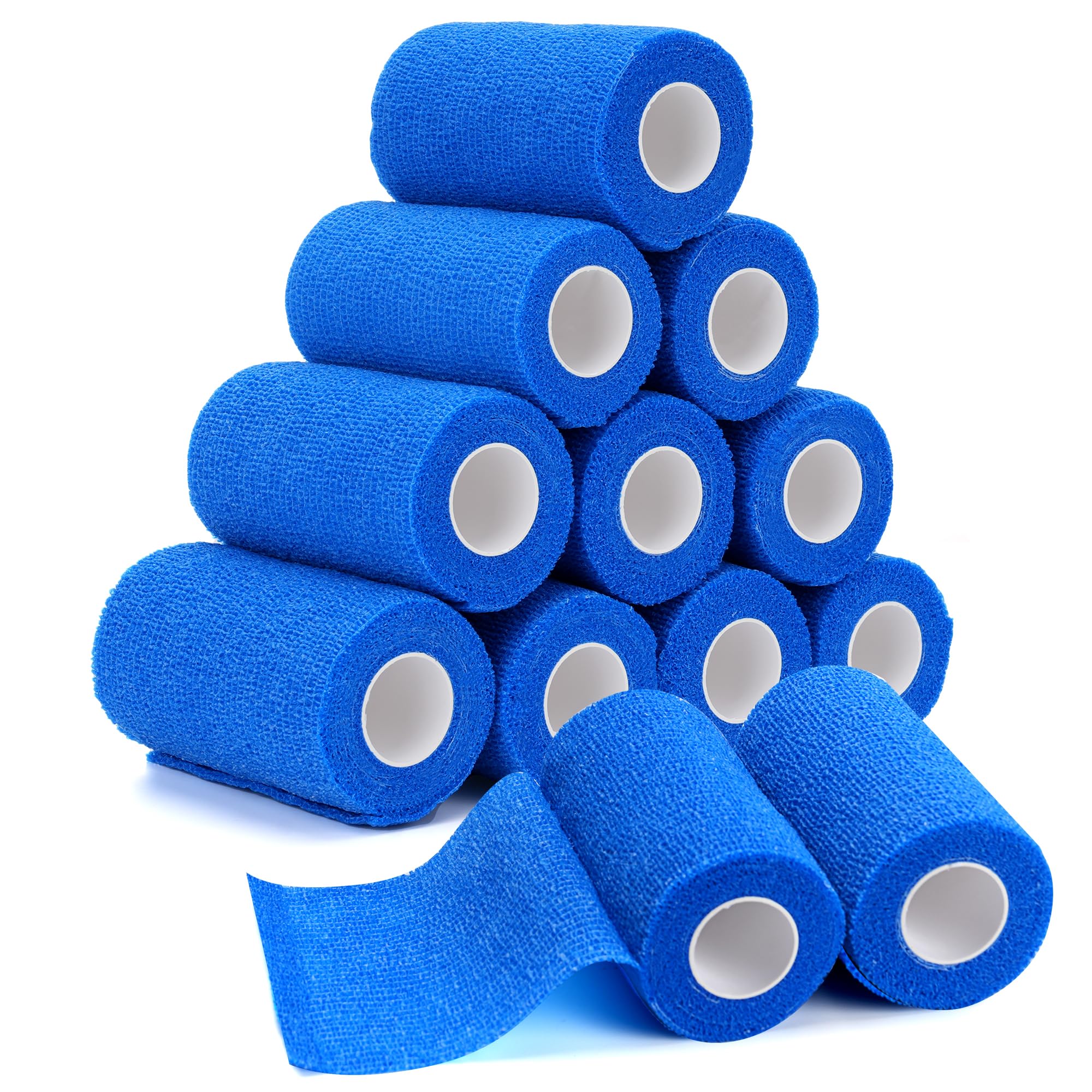 12 Selbstklebender Verband, Haftbandage Selbstklebend 10cm*4,5m, Selbsthaftende Bandage, Elastischer Fixierbinde Haftbandage Kohäsive Bandagen Elastische Binde für Katze, Hund, Pferd