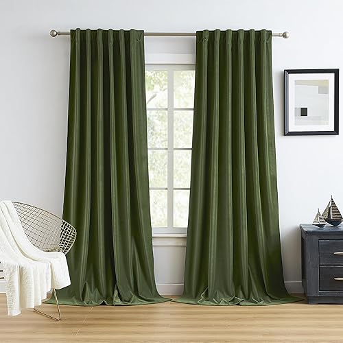 MUMFAS Cortinas de terciopelo verde oliva de 90 pulgadas de largo, 2 paneles de cortinas bohemias con bloqueo de luz para oscurecer la habitaciĂłn, MUMFAS Cortinas de terciopelo verde oliva de 90 pulgadas de largo, 2 paneles de cortinas bohemias con bloqueo de luz para oscurecer la habitaciĂłn,