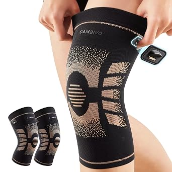CAMBIVO Knee Support Men and Women, 2 Pack Compression Knee Sleeves