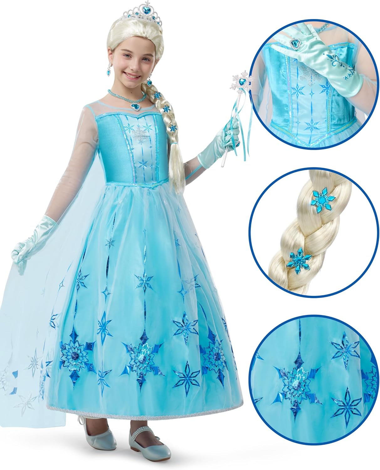 Spooktacular Creations Halloween Kids Ice Princess Dresses, Light-Up Princess Costume for Girls, Sequin Gown for Birthday - Image 6