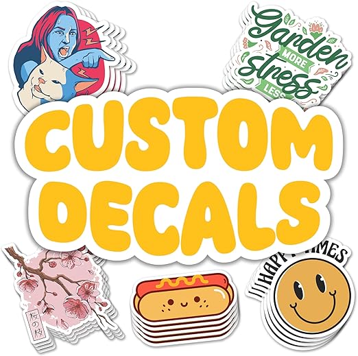 VulgrCo Custom Stickers, Set of 100 Individually Die Cut Personalized Stickers, Print Your Own Sticker, UV-Resistant Customized Sticker Labels for Jars, Laptops, Bottles & More