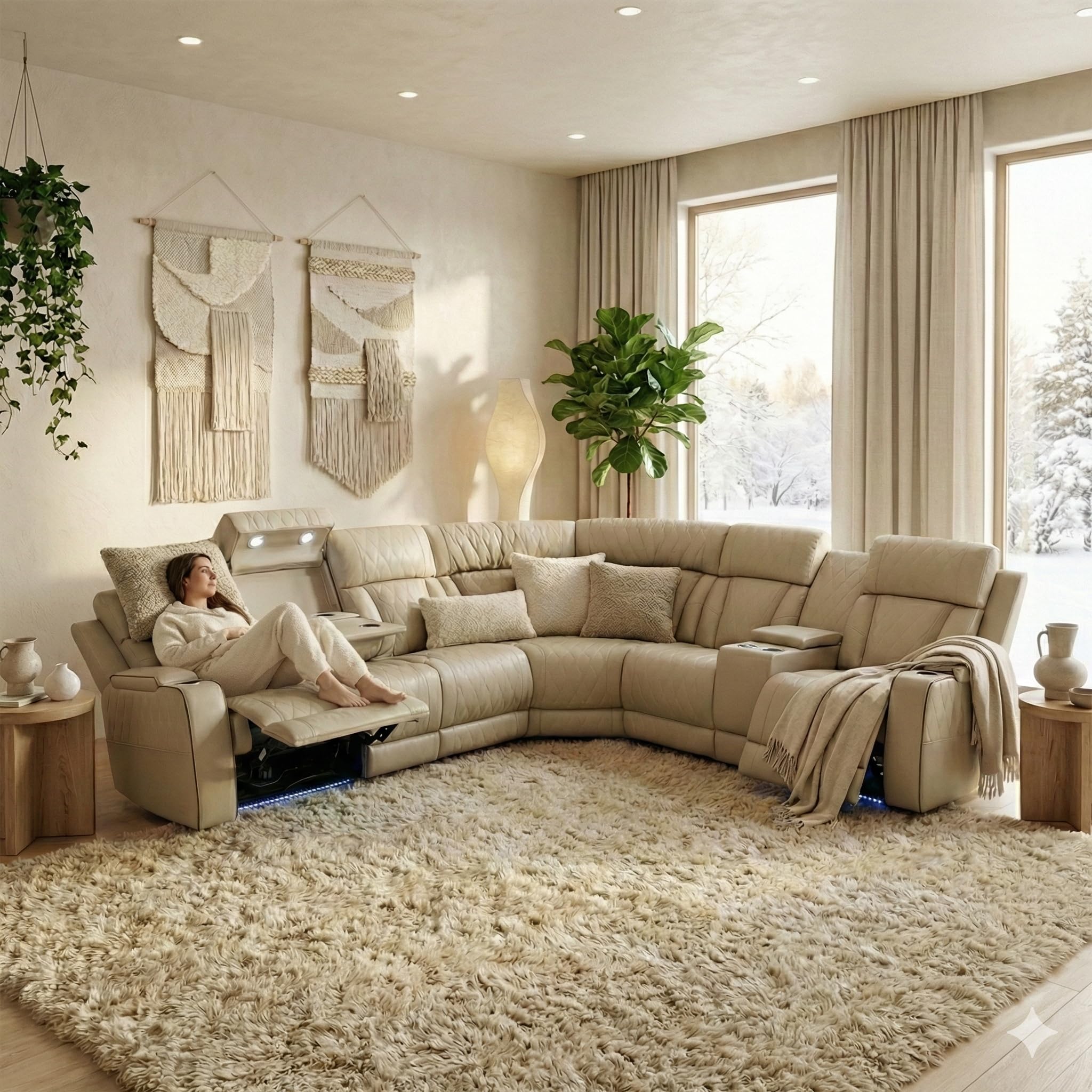 FUOROLA Power Reclining Sectional Sofa Set