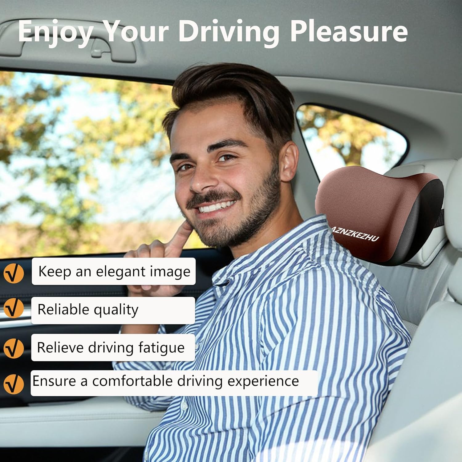 2025 Car Headrest & Lumbar Support Cushion, Car Lumbar Support Pillow and Neck Pillow Kit, Ergonomic Seat Headrest and Backseat for Neck Back Pain Relief (Gray)