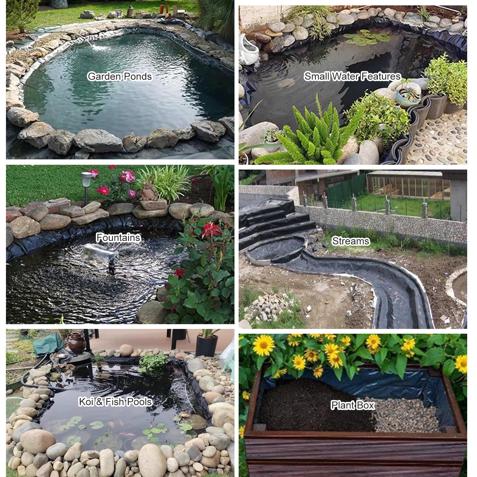 ウォーターマット Amazon.com: Pond Liner 3x4m 4x4m 5x8m 6x10m 10x12m Black