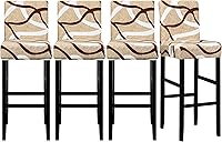 Vista 15 de Lellen Juego de 2 fundas para taburetes de bar, fundas jacquard para taburetes de bar, fundas deslizables elásticas para taburetes de bar