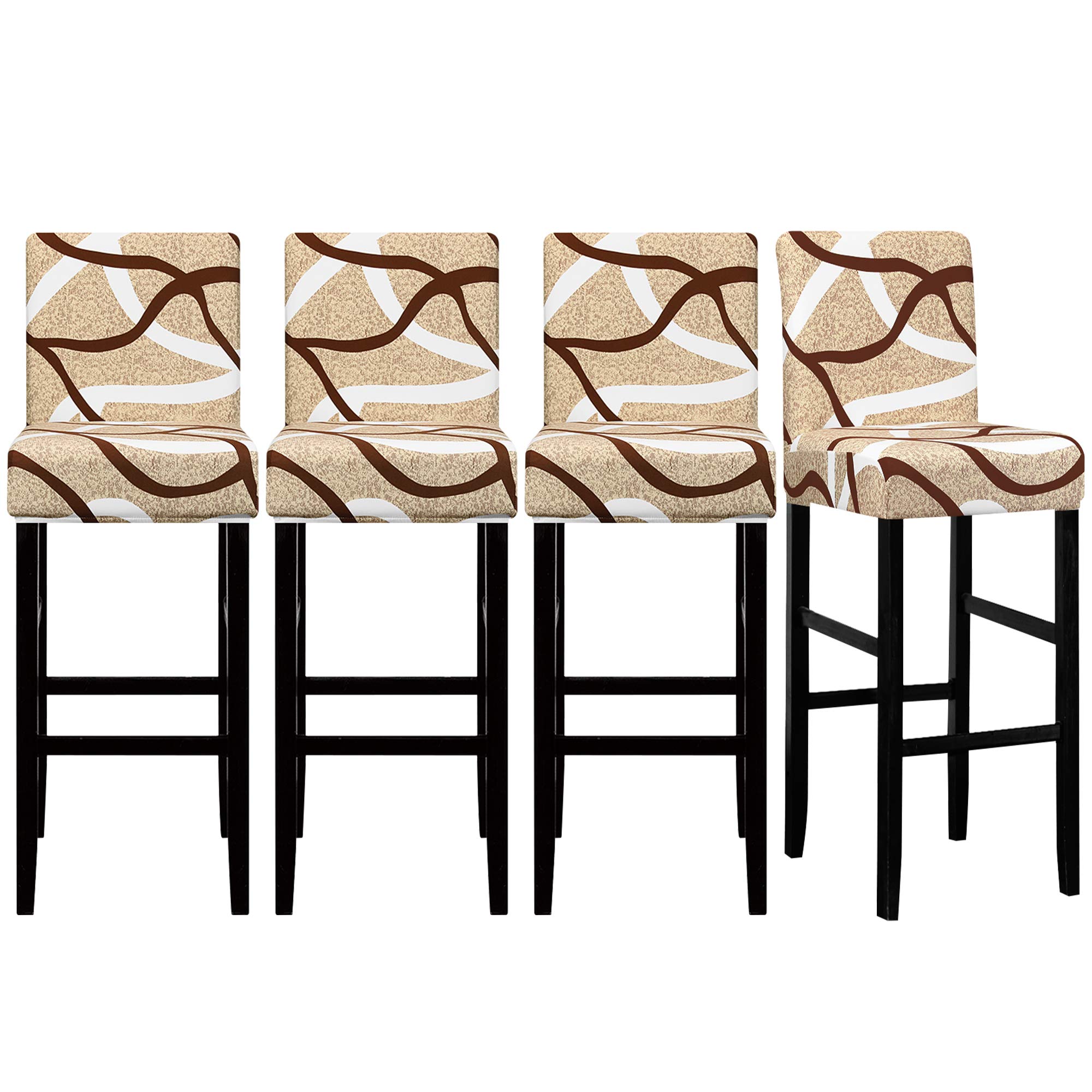 Lellen Jacquard Bar Chair Stool Cover - 4 Pack Stretch Chair Slipcover Pattern for Short Swivel Dining Chair-Counter Height Side Chairs (125845)