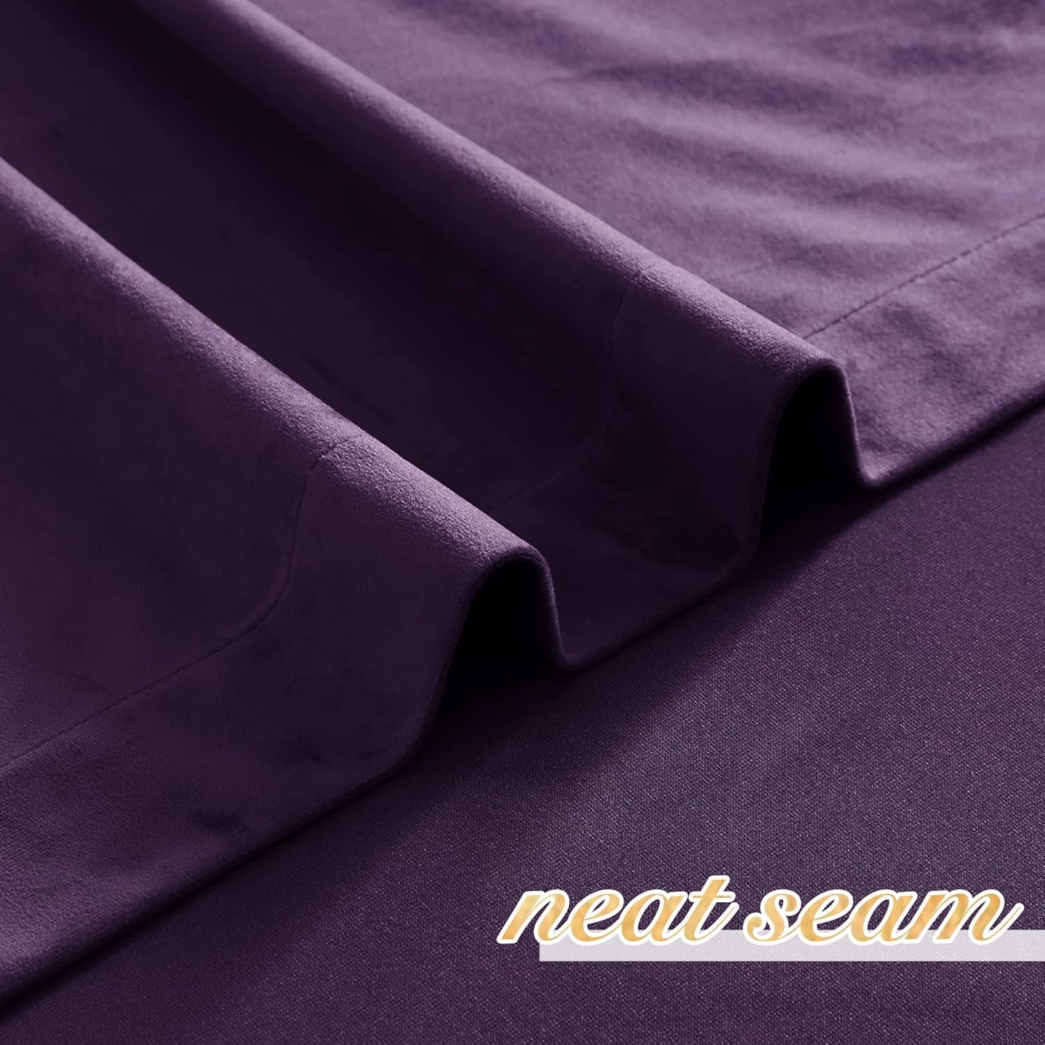 NICETOWN Purple Velvet Curtains 108 inches Long for Living Room - Blackout Sound Reducing Privacy Protection Heavy Matt Solid Grommet Top Drapes/Panels (2 Panel Per Pack, 52 inch Wide Each Panel)