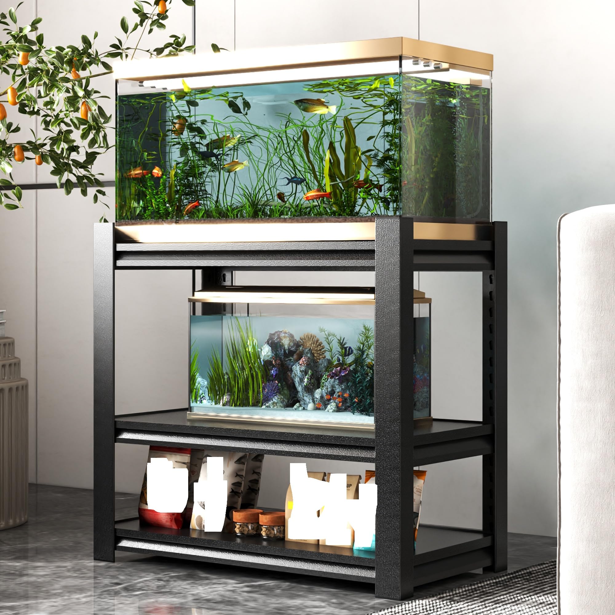 Base de acuario estable de 3 niveles para solucionar problemas de espacio y humedad