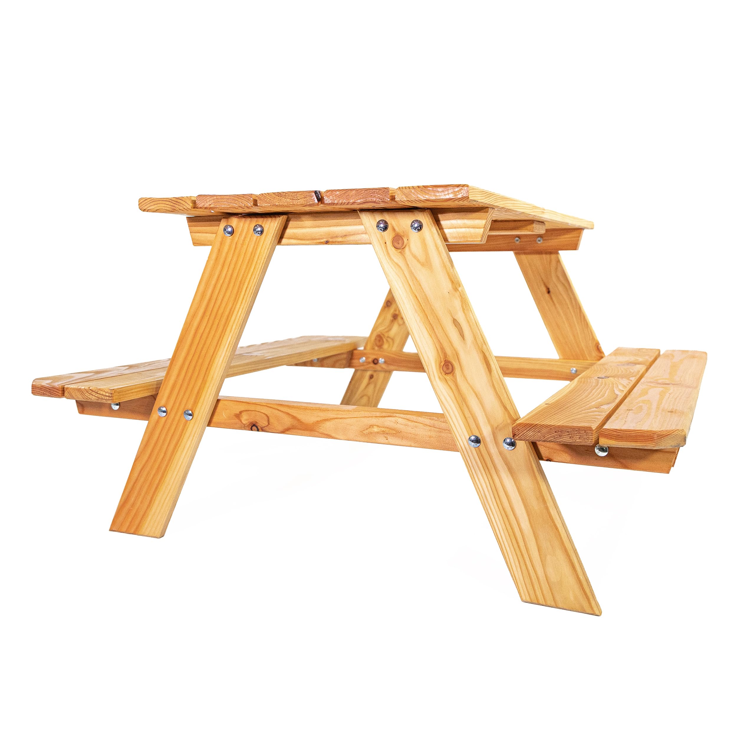 Lemodo Kinderpicknicktisch Natur Lärchenholz, Kindersitzgruppe Outdoor, Picknicktisch Kinder für Garten, Terrasse & Balkon, Sitzgruppe für Kinder, Kindertisch Holz, Gartentisch, Outdoor