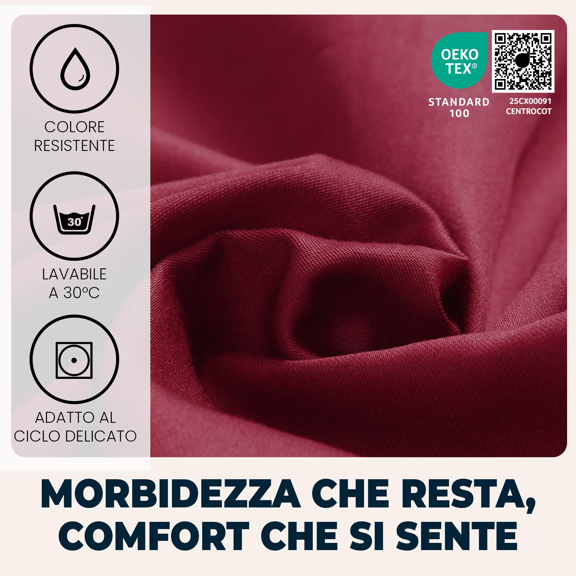Lenzuola Matrimoniali con Angoli 160x190 cm Bordeaux in Microfibra per Letto con Materasso fino a 30cm Tessuto Anti-Acaro e Ipoallergenico di Alta Qualità Morbido e Lavabile in Lavatrice