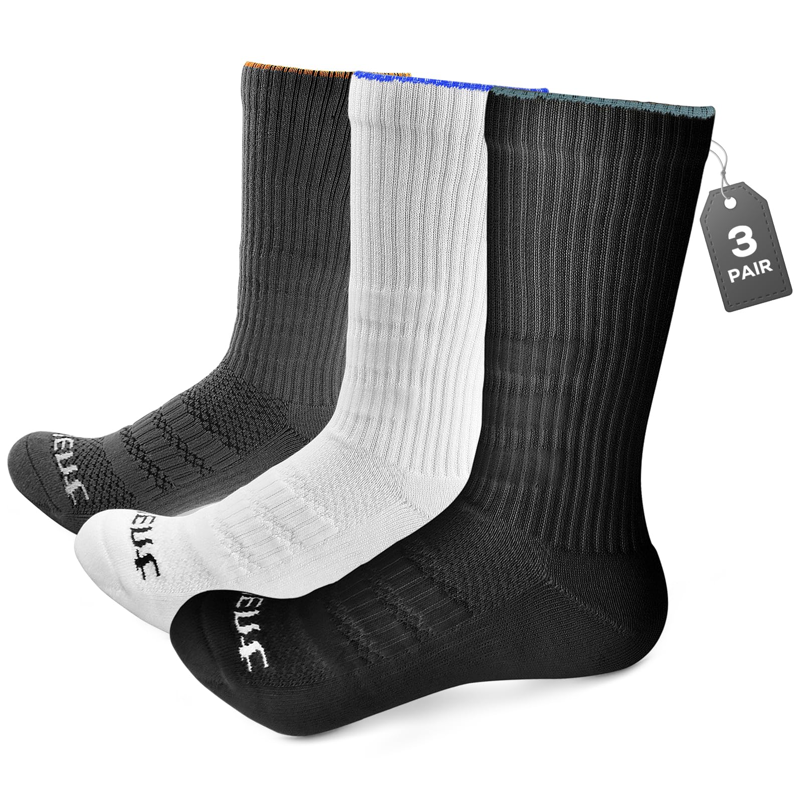 Lalent Mens Socks Cushion Anti Blister Running Socks Breathable Hiking Socks Crew Performance Athletic Socks for Work Walking Cycling Trekking Trainer Outdoor