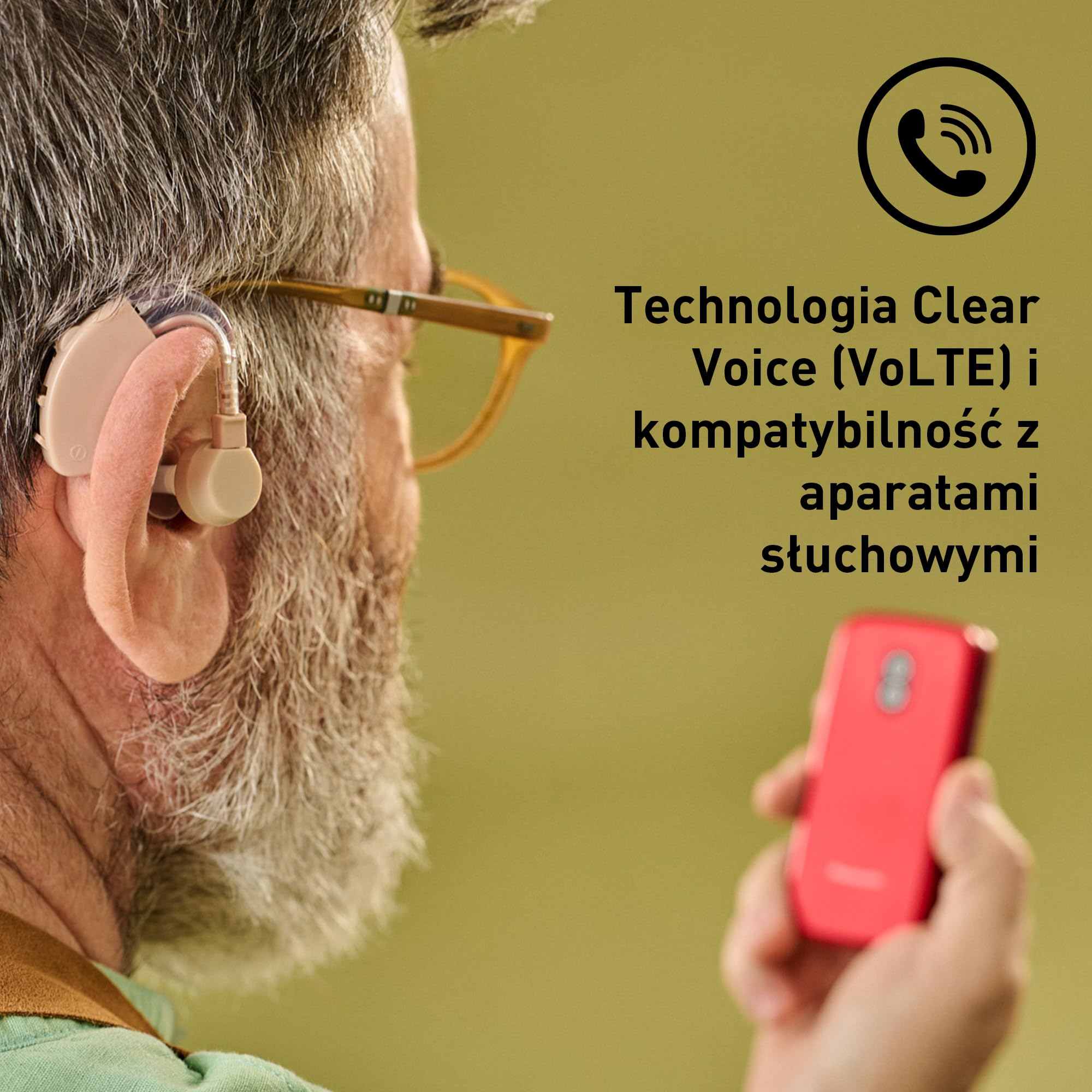 Panasonic KX-TU410 Telefon Komórkowy 4G Składany 2,4 Cala, Przycisk SOS, Bluetooth 5.0, HAC, Głośnik, IP44, Czerwony