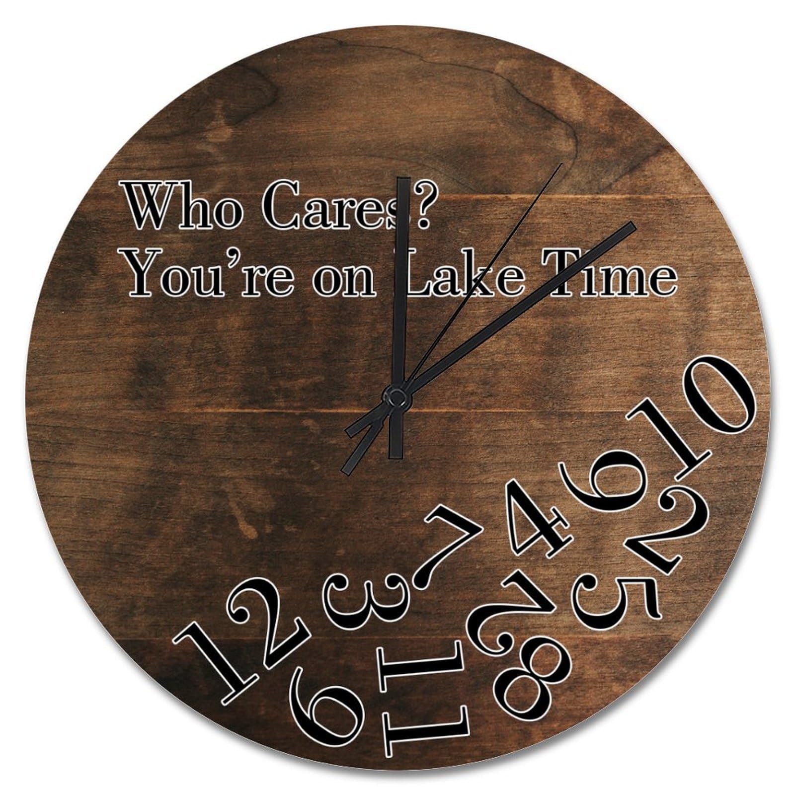 Horloge en bois de pin marron foncé grand cadran 38 cm à piles