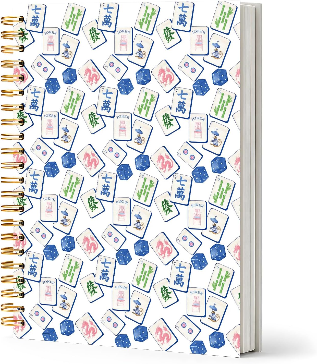 Mahjong Gifts for Women Spiral Notebook, Board Game Lovers Notepad,Gifts for Mah Jong Lovers Players Hardcover Journal,5.5x8.3 Inch