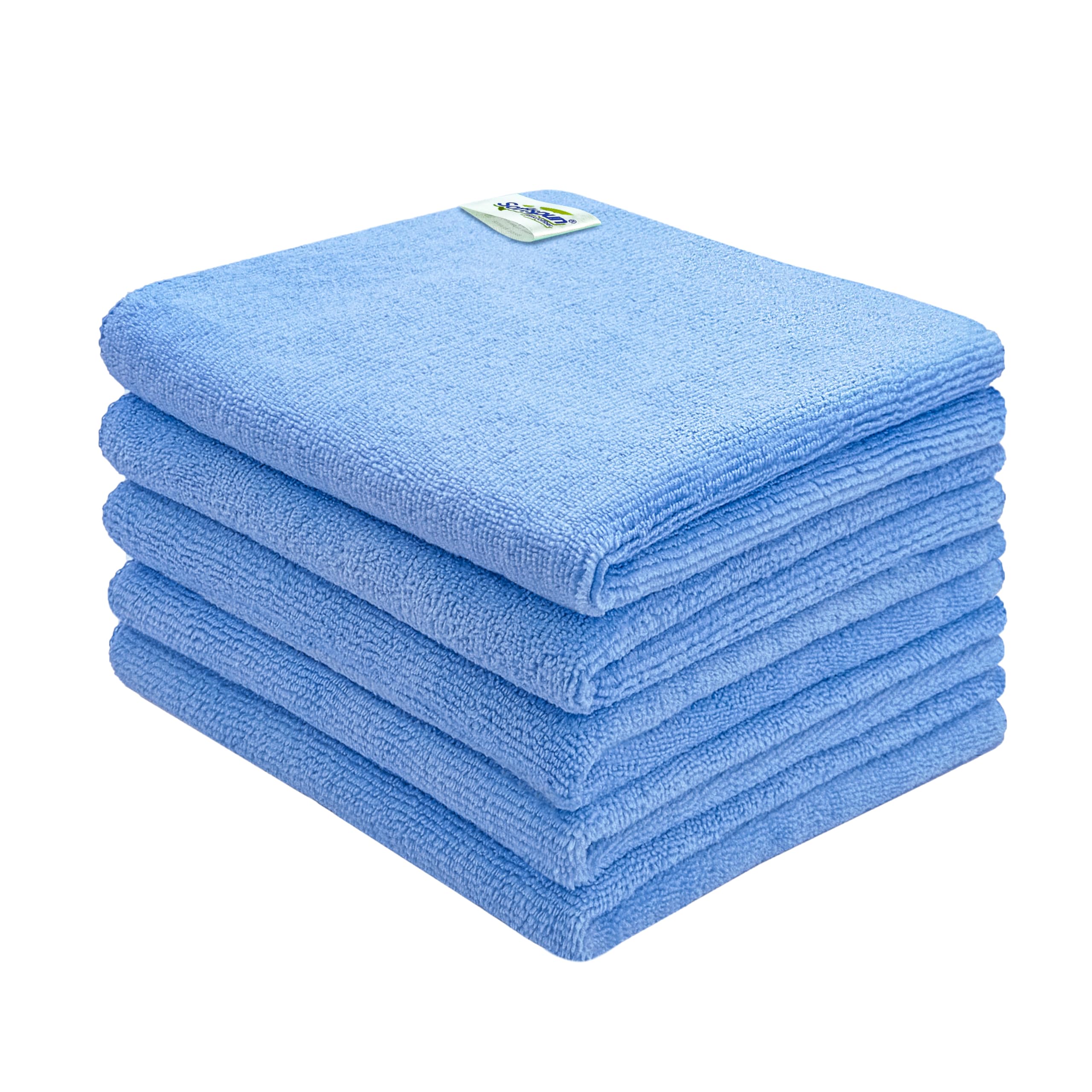 Microfiber Cloth, 5 pcs 40x40 cms 340 GSM Sky Blue Thick Lint & StreakFree Multipurpose Cloths Automotive Microfibre Towels for Car Bike Cleaning Polishing Washing & Detailing.